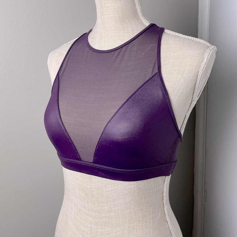 Victoria Sport Purple Metallic Halter Sports Bra